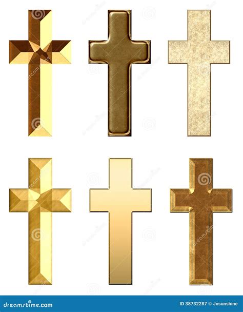 Metal And Stone Crosses Gold Stock Illustration Illustration Of