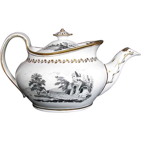 Rare New Hall Porcelain Teapot Boat Shaped Antique C1805 English