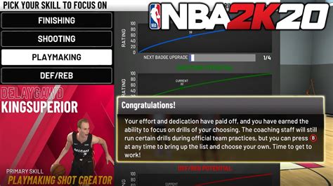 Nba 2k20 How To Choose Your Own Training Drill And Get Badges Upgrade
