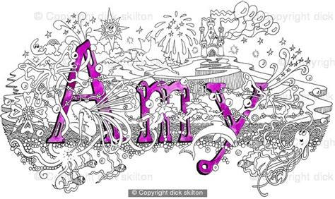 Amy Name Art Card With Purple Envelope A Short Message Can Be Added