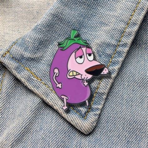 Eggplant Courage The Cowardly Dog Enamel Lapel Pin Cartoon Enamel Pin