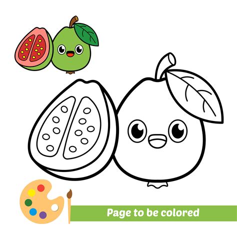 Coloring Book For Kids Guava Vector 4256787 Vector Art At Vecteezy