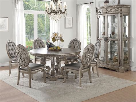 Northville Antique Silver Round Dining Table