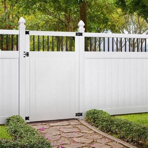 What are the shipping options for vinyl deck railings? Outdoor Essentials Pro Series 6-ft H x 4-ft W White Vinyl Flat-Top Fence Gate in the Vinyl Fence ...