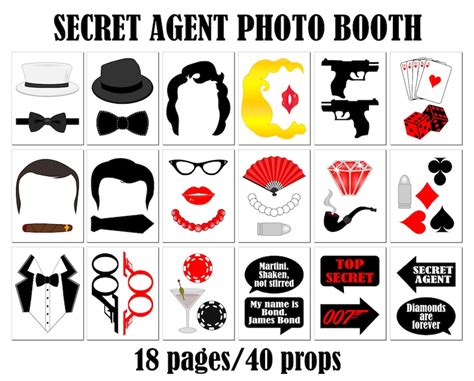 Printable James Bond Photo Booth Propsprintable Agent 007 Etsy Australia