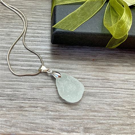 Natural Sea Glass Pendant T For A Woman Cornwall Beach Glass Necklace Ocean Mermaids
