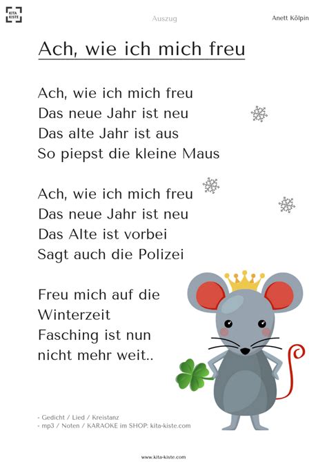 Ach Wie Ich Mich Freu Lied Neujahr Kita Kindergedichte Gedichte