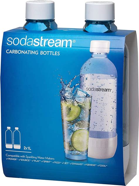 Sodastream White Slim Carbonating Bottles Twin Pack 1l