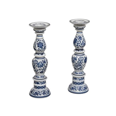 Blue And White Candle Holders Shop Blue And White Candlesticks