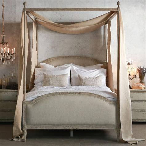 Eloquences Dauphine Queen Canopy Bed With Elegant Fluted Posts Hand