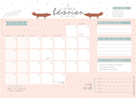 Calendrier Du Mois De Février à Imprimer La Vie En Plus Joli