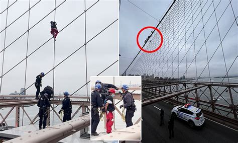Man Scales Brooklyn Bridge And Is Coaxed Down By Nypd During Rush Hour
