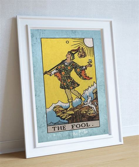 Tarot Print The Fool Retro Illustration Art Rider Print Etsy
