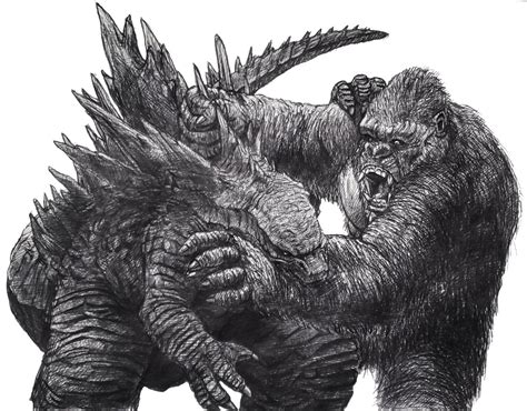 Godzilla Vs Kong Sketch By Mainmonsterman Rmonsterverse