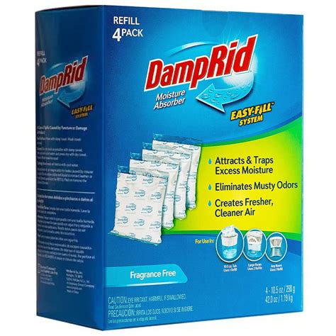 Damprid Fragrance Free Moisture Absorber 105 Oz Easy Fill Refill Packs