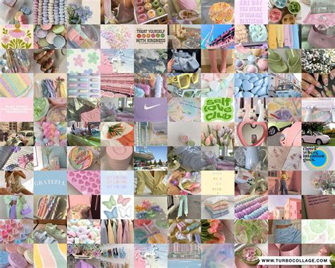110 Pastel Aesthetic Wall Collage L Multi Soft Colours Etsy