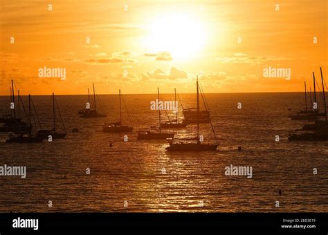 The Beautiful Sunset On Martinique Island French West Indies Stock