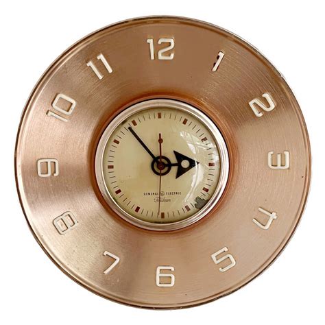 Ge Telechron Mid Century Modern Brushed Copper Wall Clock