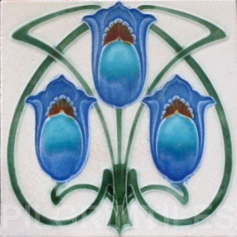 Art Nouveau Stylised Flower Tile Ref An 65 Pilgrim Tiles