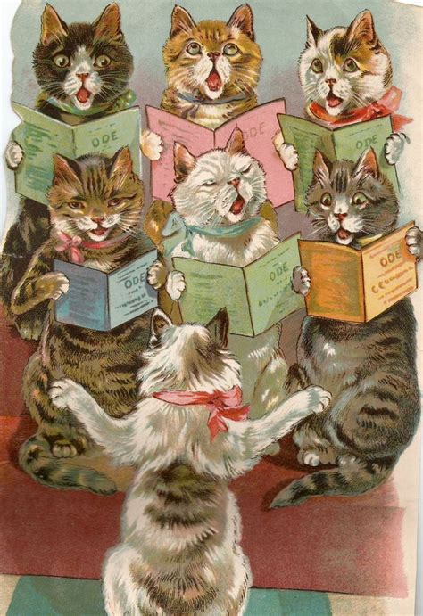 Vintage Tuck Childrens Book Illustration Cat Choir Etsy In 2020