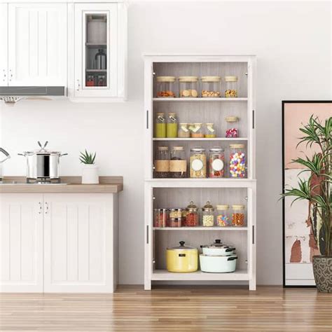 Homcom Brown 64 Kitchen Pantry Freestanding Storage Cabinet With 3