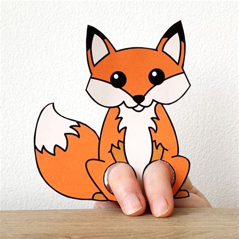 Fox Finger Puppet Printable Woodland Animal Coloring Paper Craft