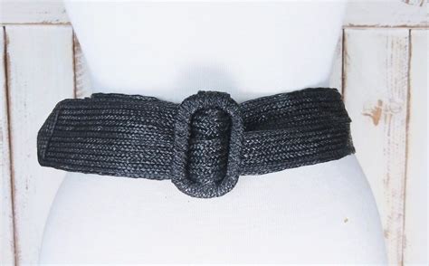 Vintage Black Woven Braided Straw Beltwide Black Straw Belt Etsy