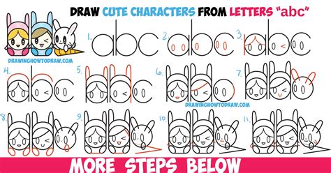 How To Draw Cute Kawaii Chibi Characters In Bunny Hats And A Bunny