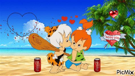 Pebbles And Bamm Bamm Beach Kiss  Animé Gratuit Picmix