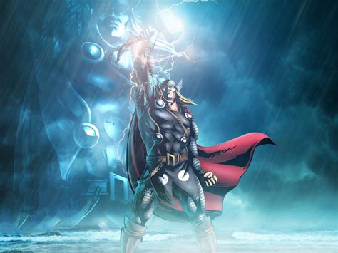 Desktop Wallpaper Marvel Lightning God Thor Art Hd Image Picture