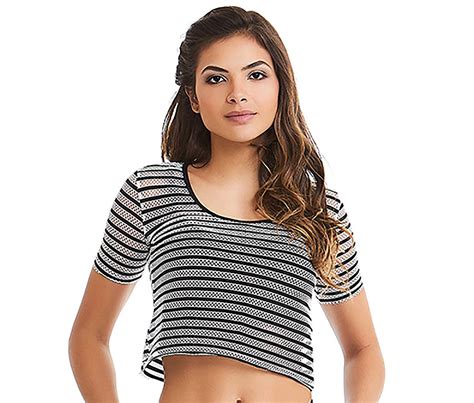Fitness Top Strpipped Black And White Fitness Top Top Sea