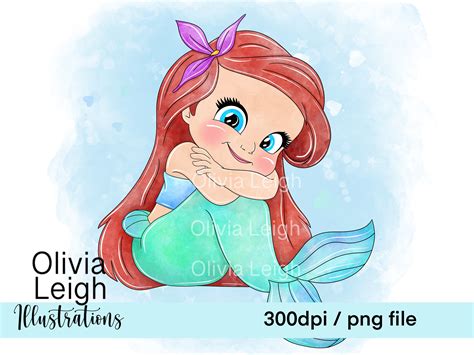 Baby Princess Ariel The Little Mermaid Cute Clipart Png Files Etsy Canada