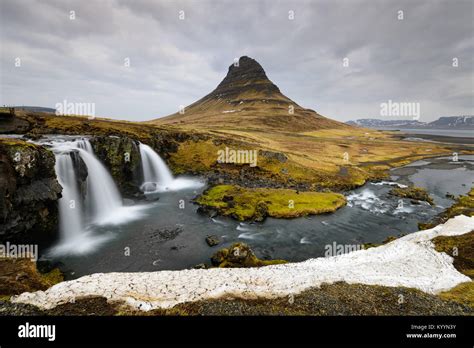 Amazing Icelandic Landscape At The Top Of Kirkjufellsfoss Waterfall