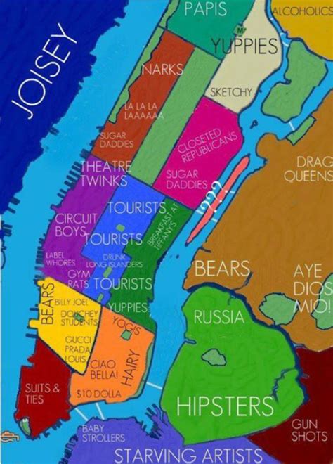 How The Gays See New York Nyc Map Manhattan Map Nyc Trip