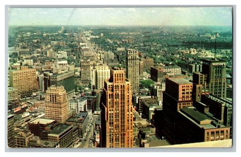 1956 Downtown Detroit Michigan Looking North Vintage Standard View