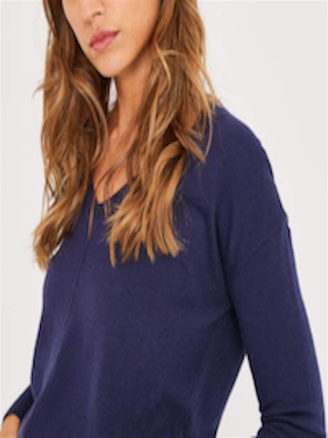 buy promod women navy blue solid sweater sweaters for women 10870910 myntra