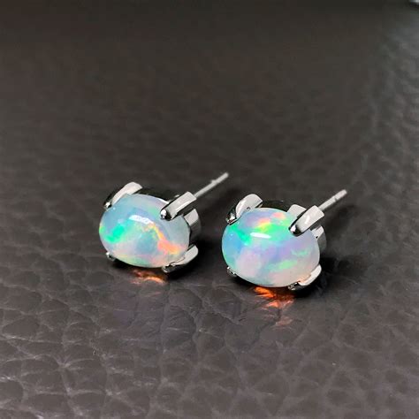 Genuine Fire Opal Stud Earrings Natural Opal Earrings Etsy UK