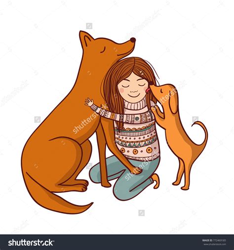Vector Girl Dogs Illustration Can Be Stock Vector Royalty Free