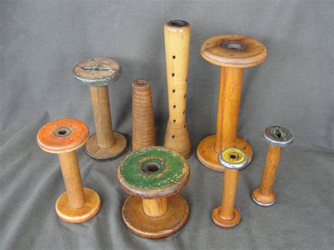 Lot Of 8 Antique Wooden Thread Spools Thread Spools Spool Antiques
