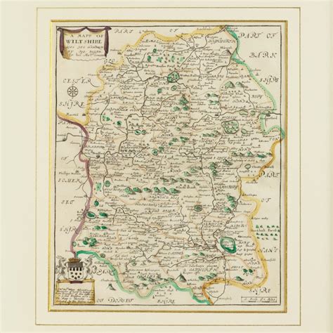 A Late 17th Century Hand Coloured Map Of Wiltshire By Richard Blome
