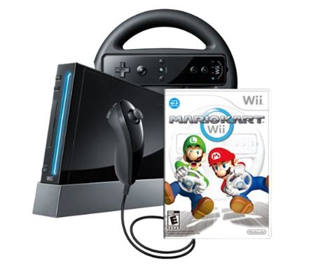 Wii Console With Mario Kart Wii Bundle Black Video Games