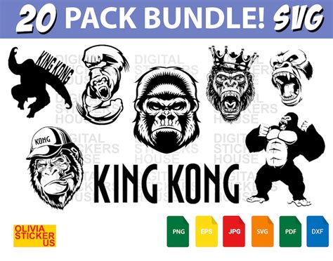 20 Unique King Kong Gorilla Clip Art Cricut Diggins Silhouette Files