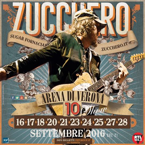 Internationally acclaimed italian blues artist zucchero fornaciari will perform one show in chicago on his world tour. Zucchero "Sugar" Fornaciari 10 Extraordinary Shows At The ...