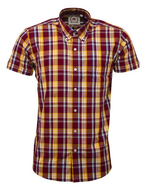 Relco Burgundy Check Short Sleeve Shirt Slick Styles