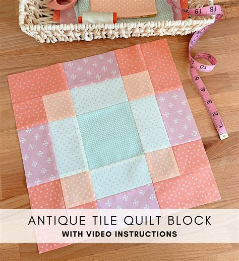 Antique Tile Quilt Block Pattern Learn To Quilt Quilting Etsy