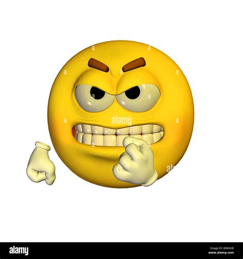 Yellow Emoticon Guy Anger Expression Cut Out Stock Images And Pictures