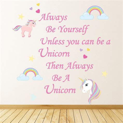 Always Be Yourself Unicorn And Rainbow Quote Wall Sticker