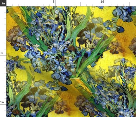 Vase With Irises Against A Yellow Fabric Spoonflower