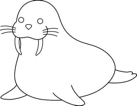 This coloring page for kids features a huge walrus with large tusks and long whiskers. Walrus Clipart - Clipartion.com