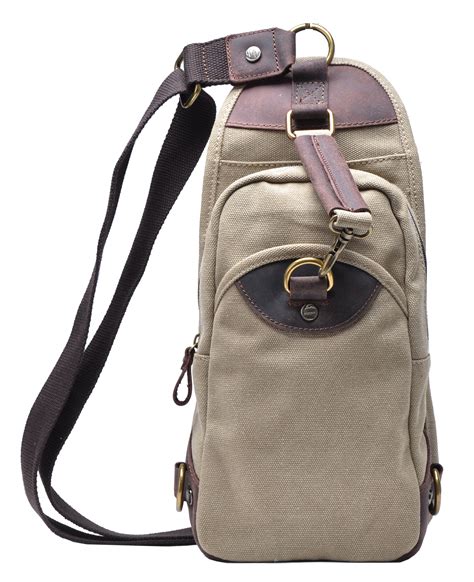 It consists of 4 main compartments. Gootium Mens Canvas Genuine Leather Cross Body Chest Pack ...